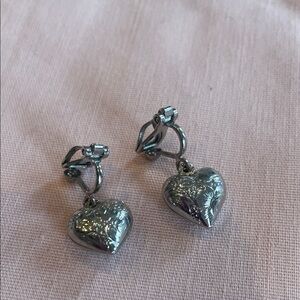 Elegant Silver Heart Earrings vintage